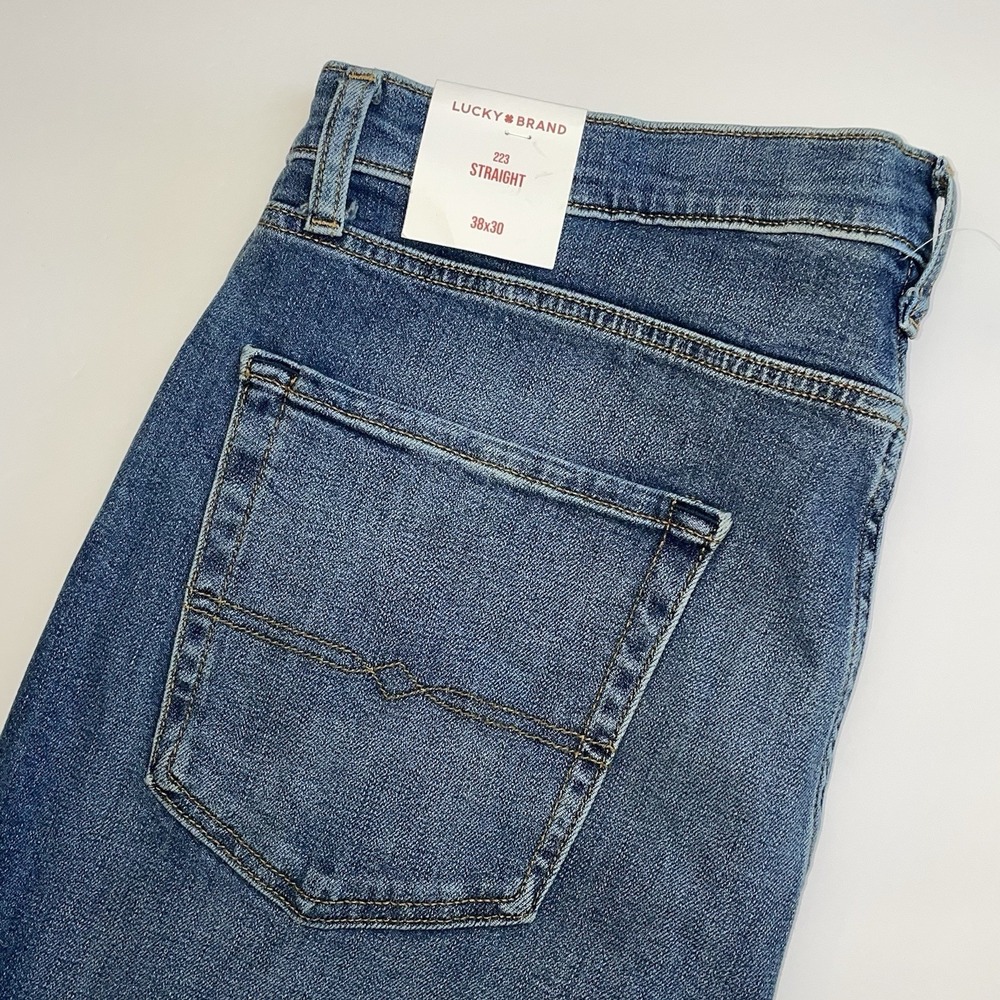NEW Lucky Brand 223 Straight Jeans Mens 38x30‎ Blue Advanced Stretch Denim